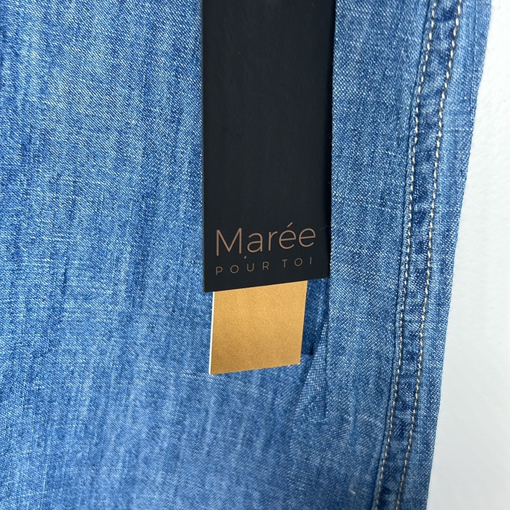 Classic Denim Puff-Sleeve Top - Blue - Picture 4 of 8